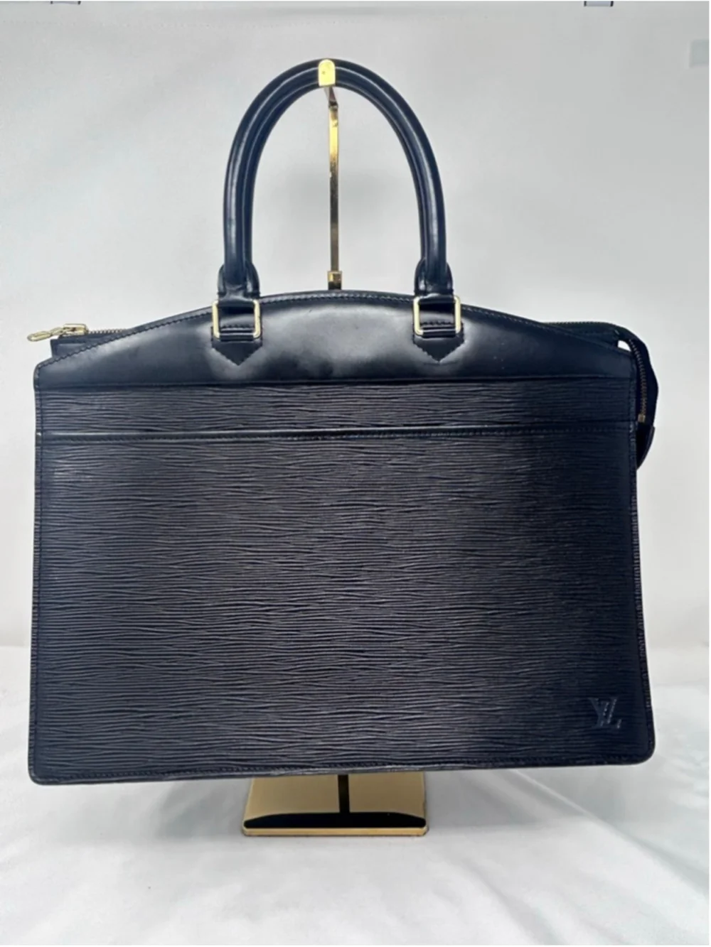 Louis Vuitton Riviera Epi Black Leather Satchel Handbag Gold Hardware France